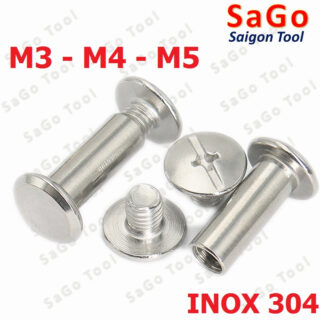 Đinh tán inox, đinh tán vặn ren inox 304 đầu Pake 3ly 4 ly 5ly (2 bộ)