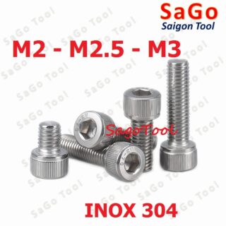 Bulong lục giác đầu trụ Inox 304 M2 M2.5, Ốc lục giác inox 304 đủ size loại tốt