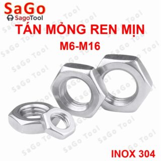 Đai ốc lục giác mỏng ren mịn size M6 - M16, Tán Ecu mỏng ren nhuyễn