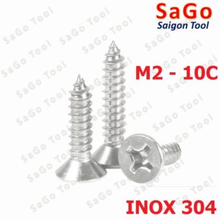 Vít răng thưa bắt gỗ đầu bằng, Vít răng thưa size M2 INOX 304 (40 con)