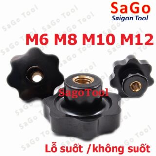 Núm vặn tay hoa mai 5 cánh ren âm loại dày