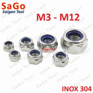 Đai Ốc, Tán Keo Chống Tháo Inox 304 M3, M4, M5, M6, M8, M10, M12 loại tốt