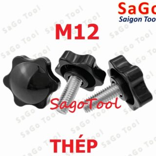 Núm vặn tay bông mai nhựa ren M12 bằng thép