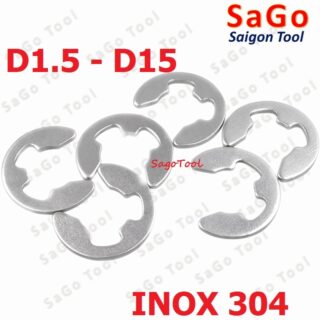 Phanh trục chữ e inox 304, phe gài trục chữ e size D1.2-D15 10cái
