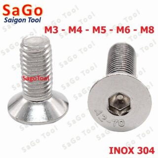 Bulong lục giác đầu bằng INOX 304 M3 M4 M5 M6 M8 (10-30 con)