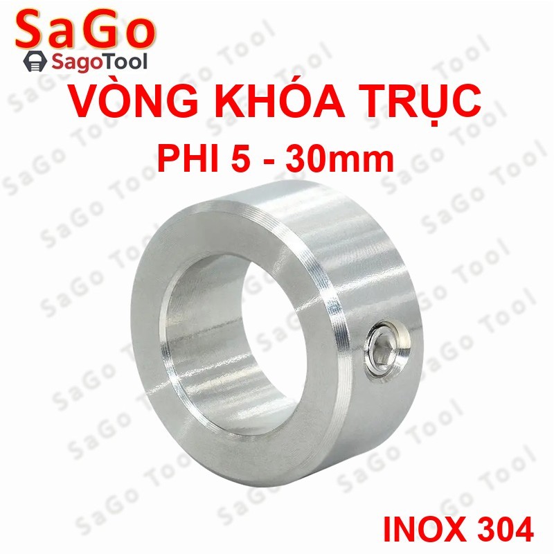 Vòng khóa trục inox 304, Vòng hãm chặn trục vitme lỗ phi 5 – 30mm
