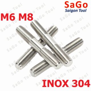 Bulong 2 đầu ren, Guzong Inox 304 M6 M8 INOX 304