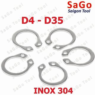 Phanh trục inox 304, phe gài trục, vòng phe phi 4 - 35mm