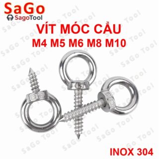 Vít móc cẩu inox 304 - Vít khoen tròn bắt gỗ treo đồ M4 M5 M6 M8 M10