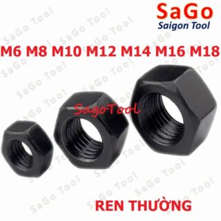 Đai ốc thép đen, Tán Ecu thép đen dùng Cho Bulong M6, M8, M10, M12, M14, M16, M18