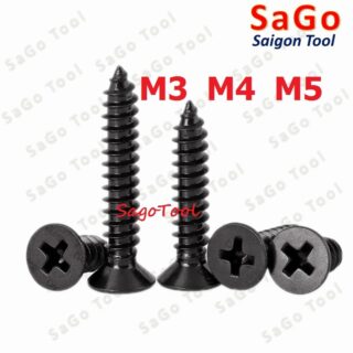 Vít răng thưa thép đen Vít bắn gỗ đầu bằng size M3 M4 M5 (20-30 con)