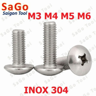 Ốc Vít inox đầu dù pake Inox 304 M3 M4 M5 M6,  Bu lông inox đầu dù pake inox 304