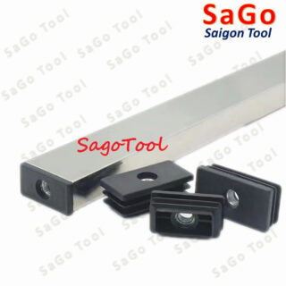 Nắp chụp sắt hộp chữ nhật có ren, đầu bịt chân bàn ghế loại nhựa nhiều kích thước