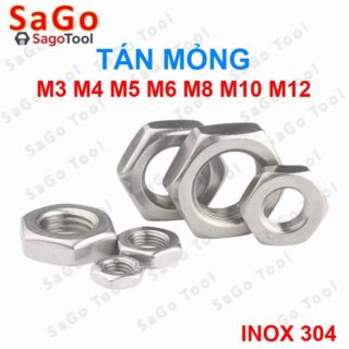 Đai Ốc Mỏng, Tán Dẹp, Tán Ecu Mỏng Inox 304 Dùng Cho Bulong M3, M4, M5, M6, M8, M10, M12